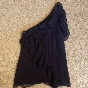 Asymmetrical Navy Ruffle MM Couture Top.